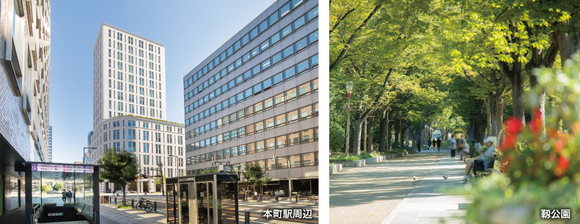 本町駅周辺、靱公園